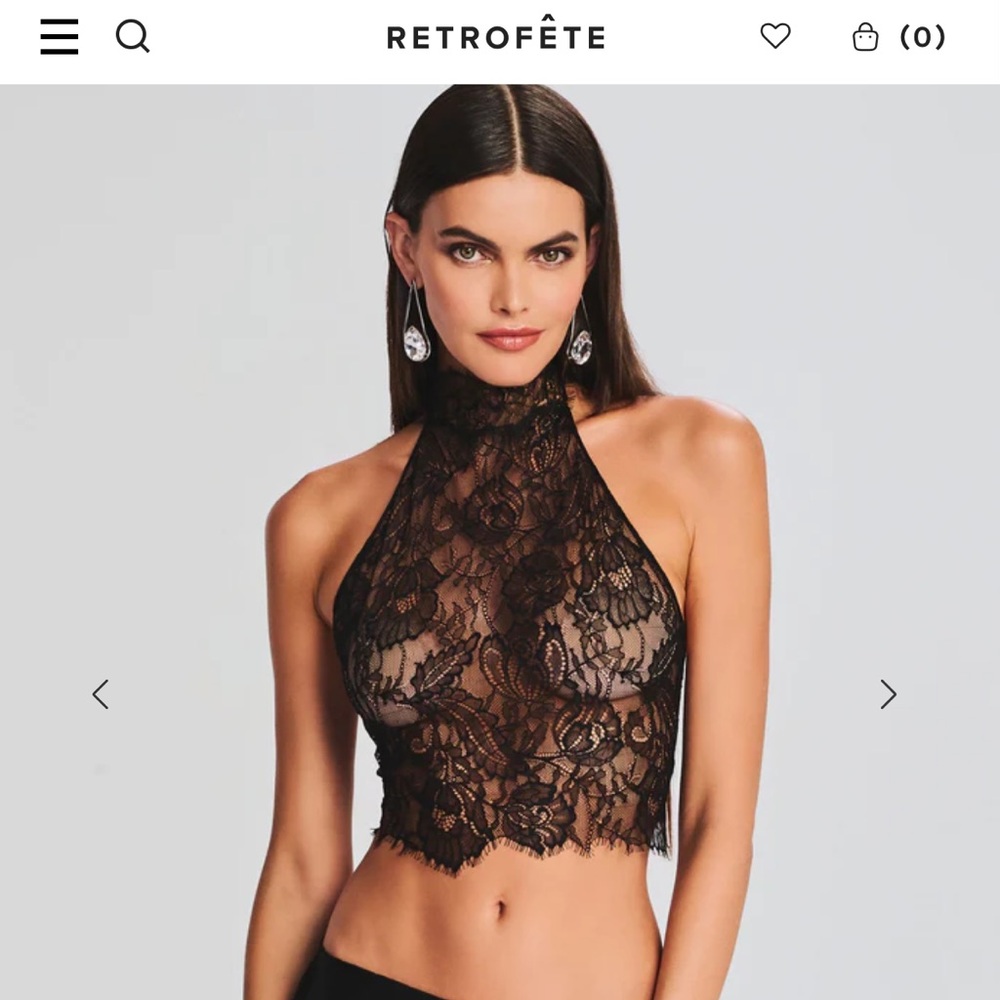 Retrofete Black Lace Crop Top